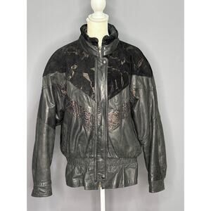 VTG Jay Jacobs 80s Black Bomber Leather Jacket Size: Large